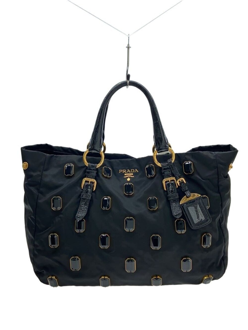 Prada Tessuto Pietre tote bag black accented leather jeweled